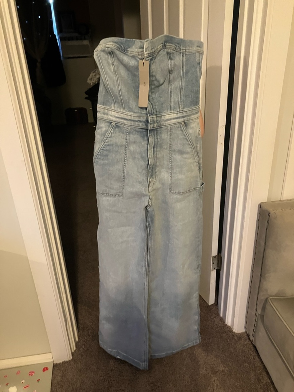 HUDSON Strapless Wide Leg Jumpsuit Size: 27